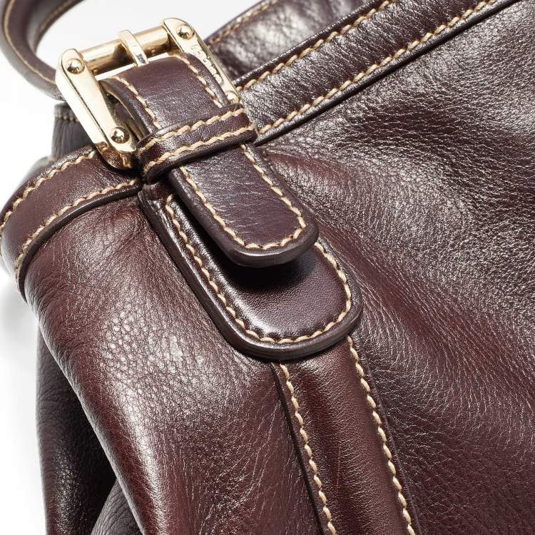 Pre Owned Gucci Brown Leather Medium GG Britt Shoulder Bag