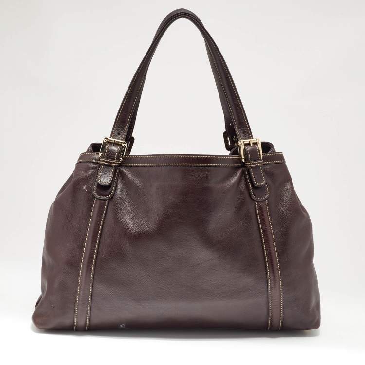 Pre Owned Gucci Brown Leather Medium GG Britt Shoulder Bag