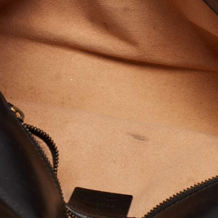 Pre Owned Gucci Black Quilted Leather Small GG Marmont Shoulder Bag