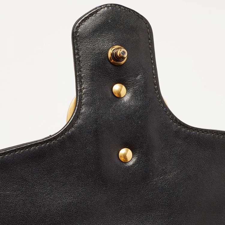 Pre Owned Gucci Black Quilted Leather Small GG Marmont Shoulder Bag