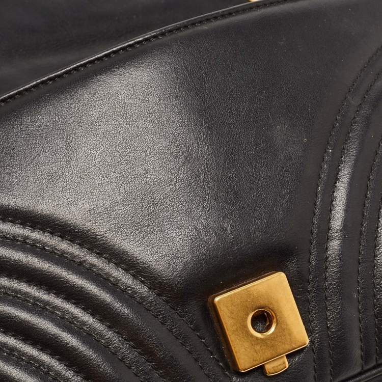 Pre Owned Gucci Black Quilted Leather Small GG Marmont Shoulder Bag
