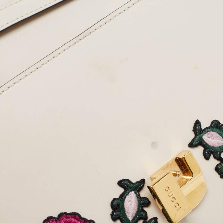 Pre Owned Gucci White Leather Mini Sylvie Top Handle Bag