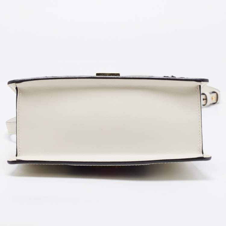 Pre Owned Gucci White Leather Mini Sylvie Top Handle Bag