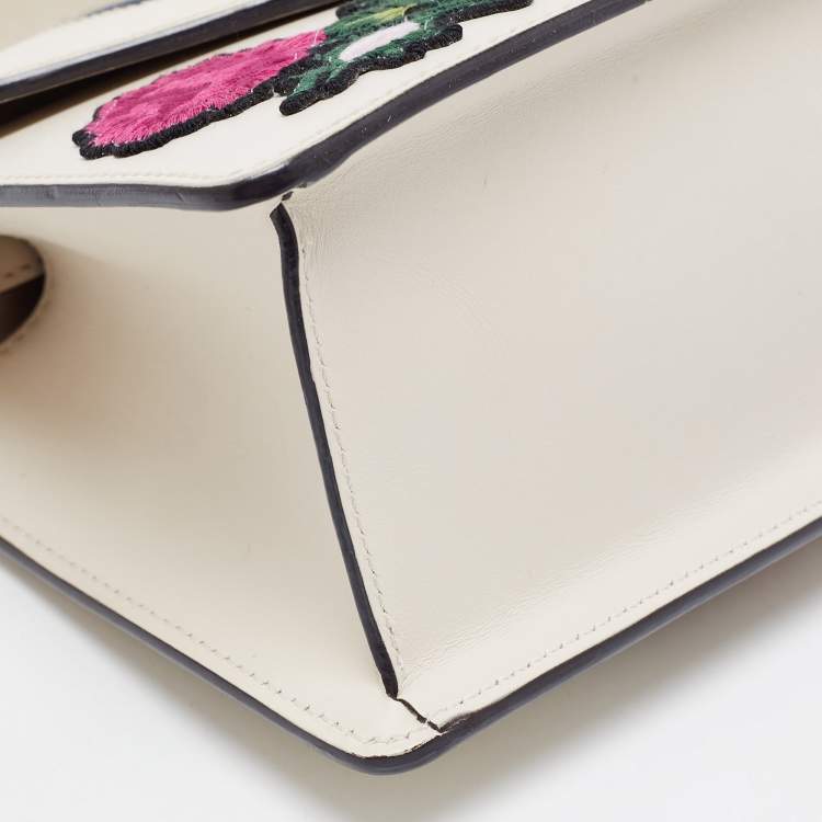 Pre Owned Gucci White Leather Mini Sylvie Top Handle Bag