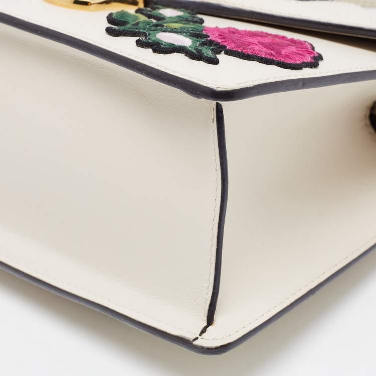 Pre Owned Gucci White Leather Mini Sylvie Top Handle Bag