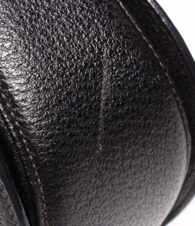 Pre Owned Gucci Black Leather Bamboo Top handle bag