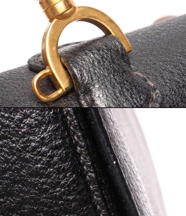 Pre Owned Gucci Black Leather Bamboo Top handle bag