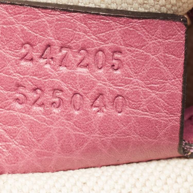 Pre Owned Gucci Old Rose Leather Medium Web Boston Bag