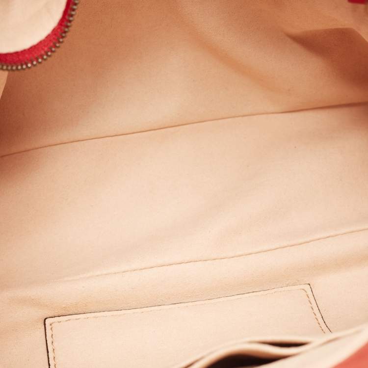 Pre Owned Gucci Red Matelasse Leather Medium GG Marmont Open Top Shoulder Bag 