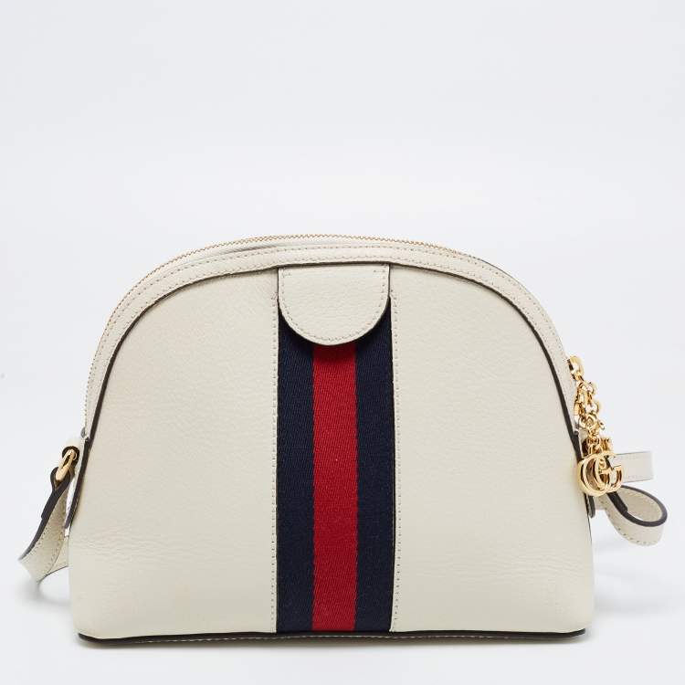 Pre Owned Gucci Off-White Leather Small Web Ophidia GG Shoulder Bag