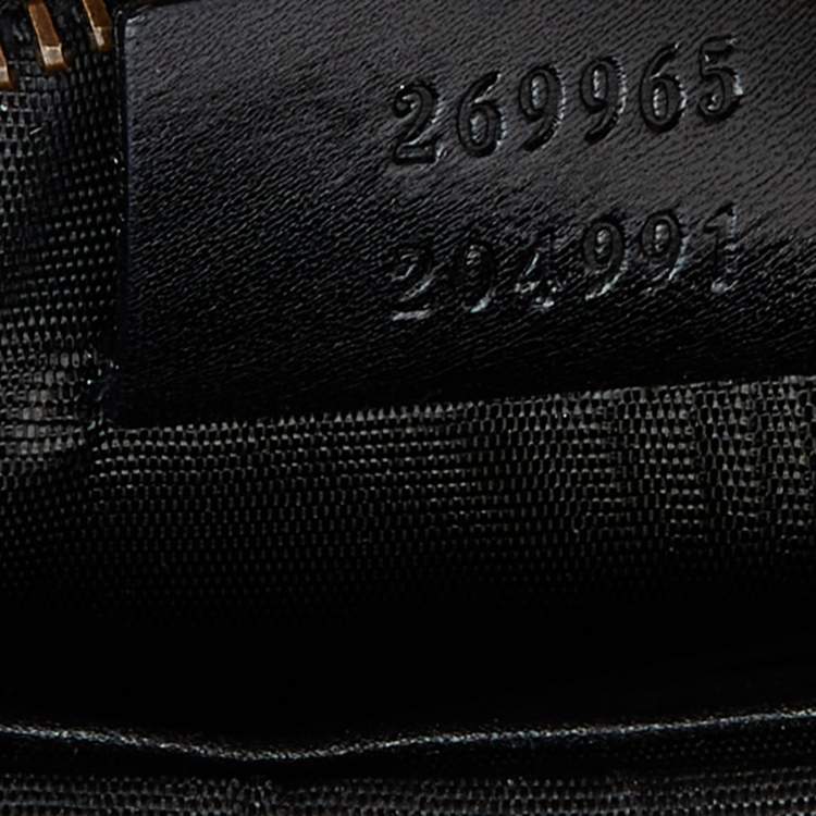 Pre Owned Gucci Black Satin and Leather Wristlet Clutch