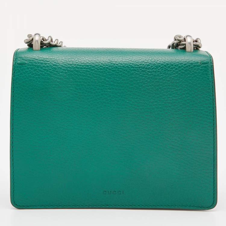 Pre Owned Gucci Green Leather Mini Dionysus Shoulder Bag