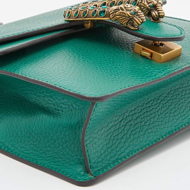 Pre Owned Gucci Green Leather Mini Dionysus Shoulder Bag