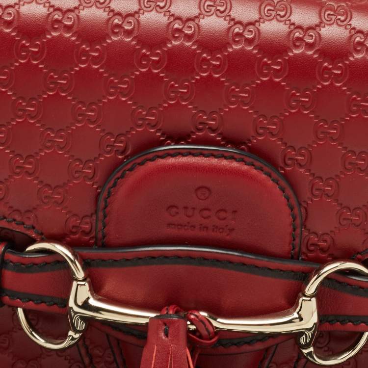 Pre Owned Gucci Dark Red Guccissima Leather Medium Emily Chain Shoulder Bag