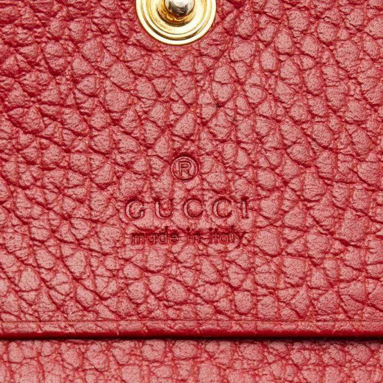 مملوكة مسبقًا Gucci Red Leather GG Marmont Flap Card Case