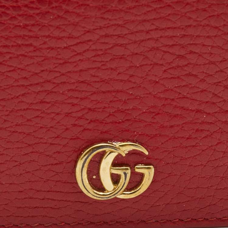 مملوكة مسبقًا Gucci Red Leather GG Marmont Flap Card Case