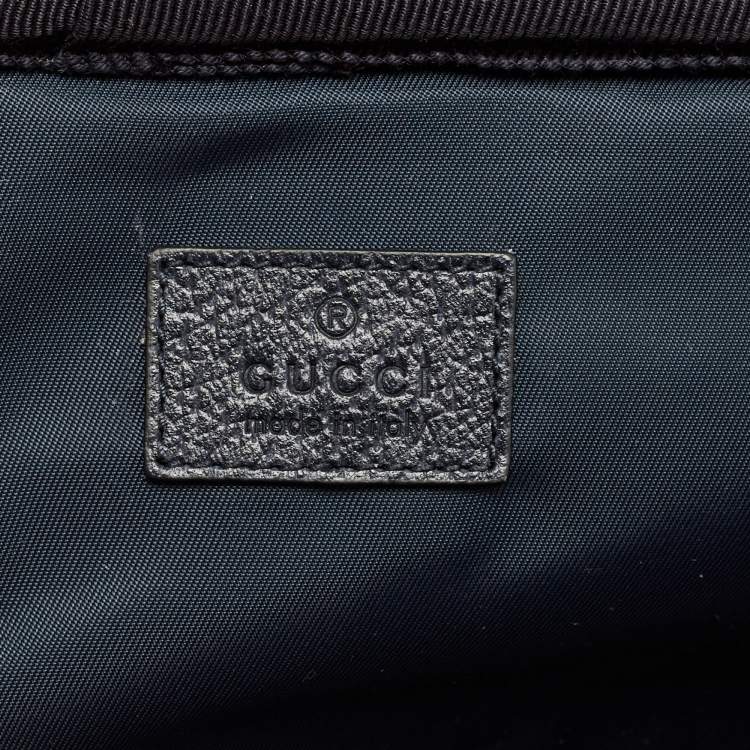 Pre Owned Gucci Dark Blue/Beige GG Supreme Canvas and Leather Small Web Savoy Cabin Trolley
