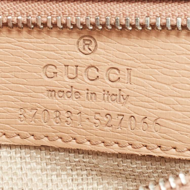 Pre Owned Gucci Pink Apricot Blooms Print Leather Bamboo Daily Top Handle Bag