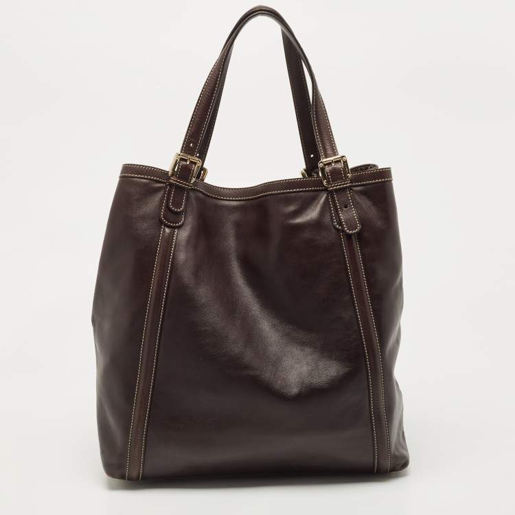 Pre Owned Gucci Black Leather Large Britt Tote