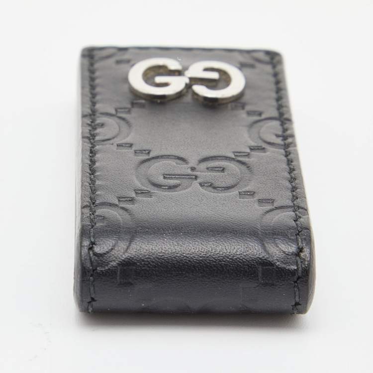 Pre Owned Gucci Black Guccisima Leather Money Clip