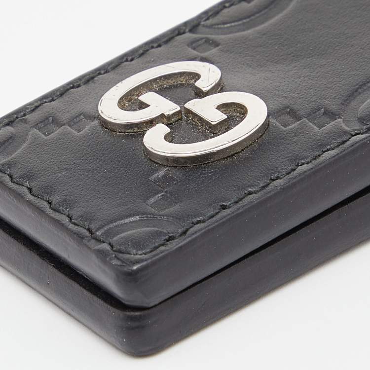 Pre Owned Gucci Black Guccisima Leather Money Clip
