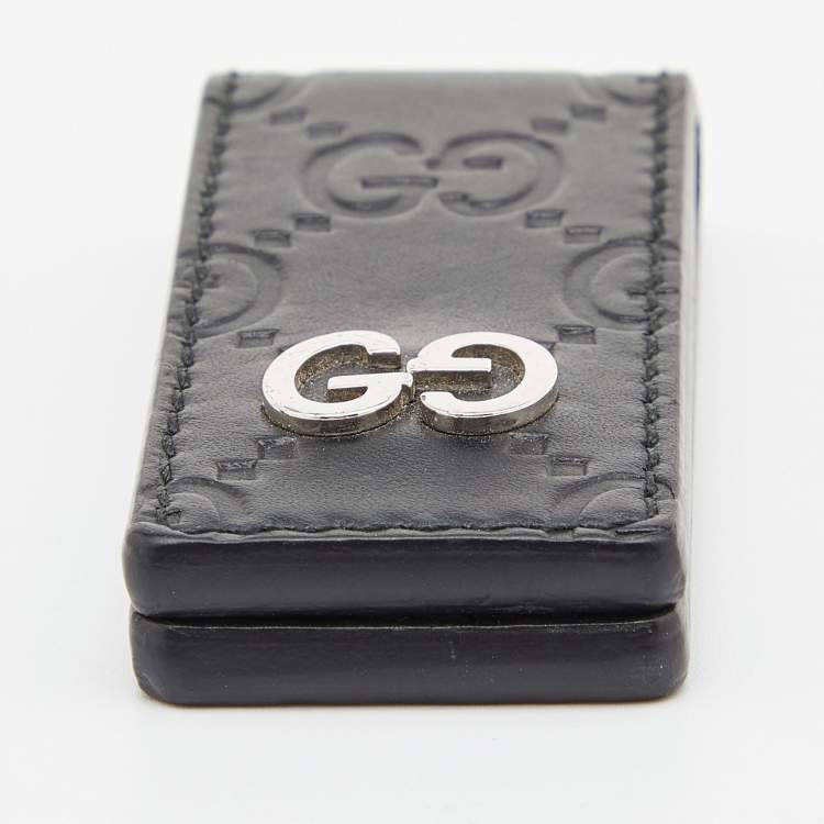 Pre Owned Gucci Black Guccisima Leather Money Clip