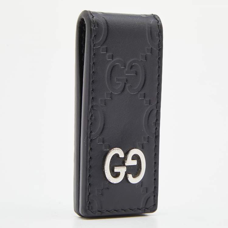 Pre Owned Gucci Black Guccisima Leather Money Clip