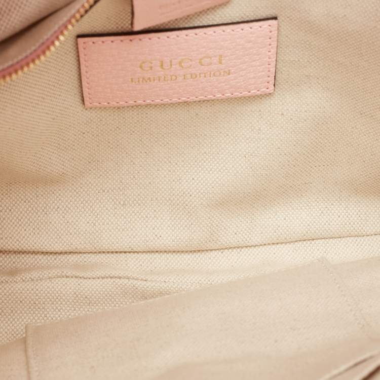 Pre Owned Gucci Baby Pink Floral Canvas and Leather Limited Edition Jackie 1961 Hobo