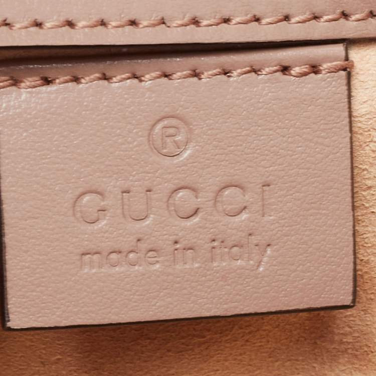 Pre Owned Gucci Old Rose Matelassé Leather Super Mini GG Marmont Shoulder Bag