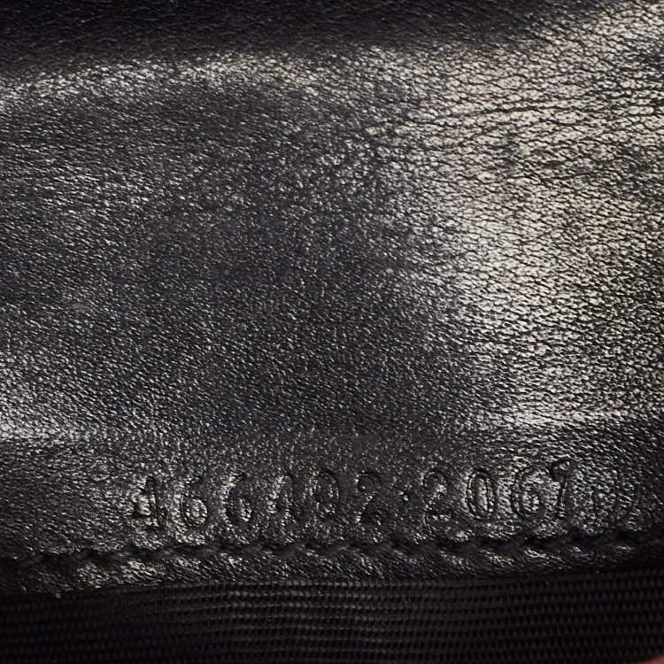 Pre Owned Gucci Charcoal Black Matelassé Leather GG Marmont Card Case