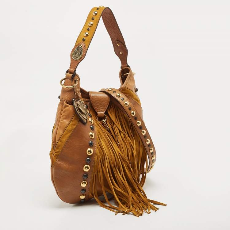 Pre Owned Gucci Tan/Mustard Yellow Leather and Suede Babouska Hobo