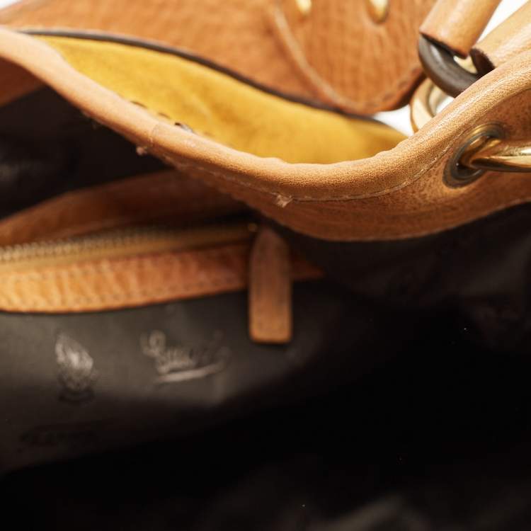 Pre Owned Gucci Tan/Mustard Yellow Leather and Suede Babouska Hobo