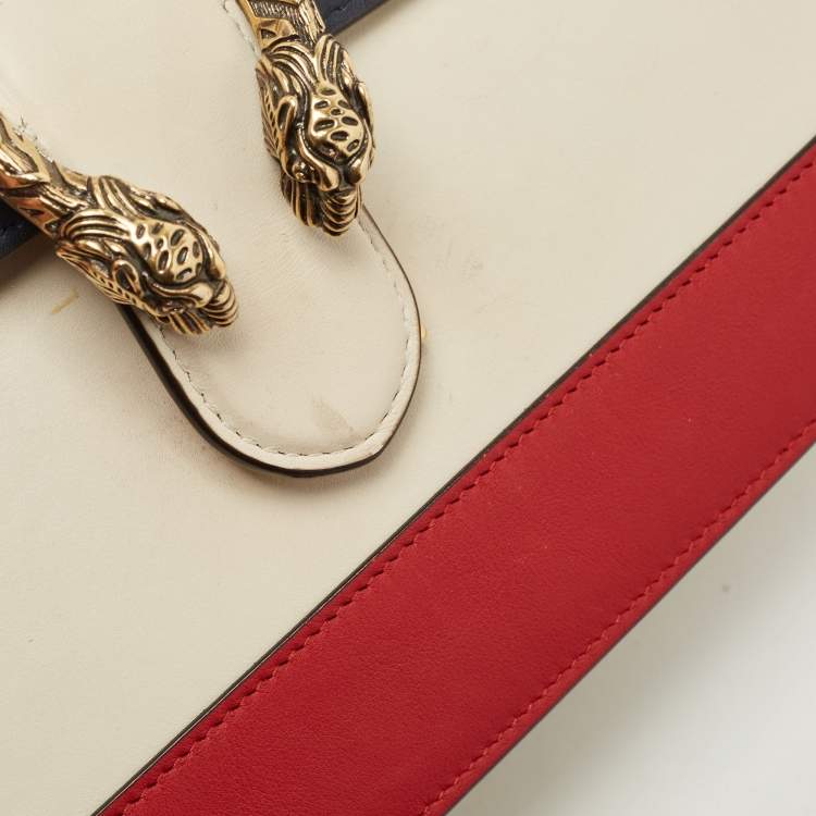 Pre Owned Gucci Tricolor Leather Medium Dionysus Bamboo Top Handle Bag