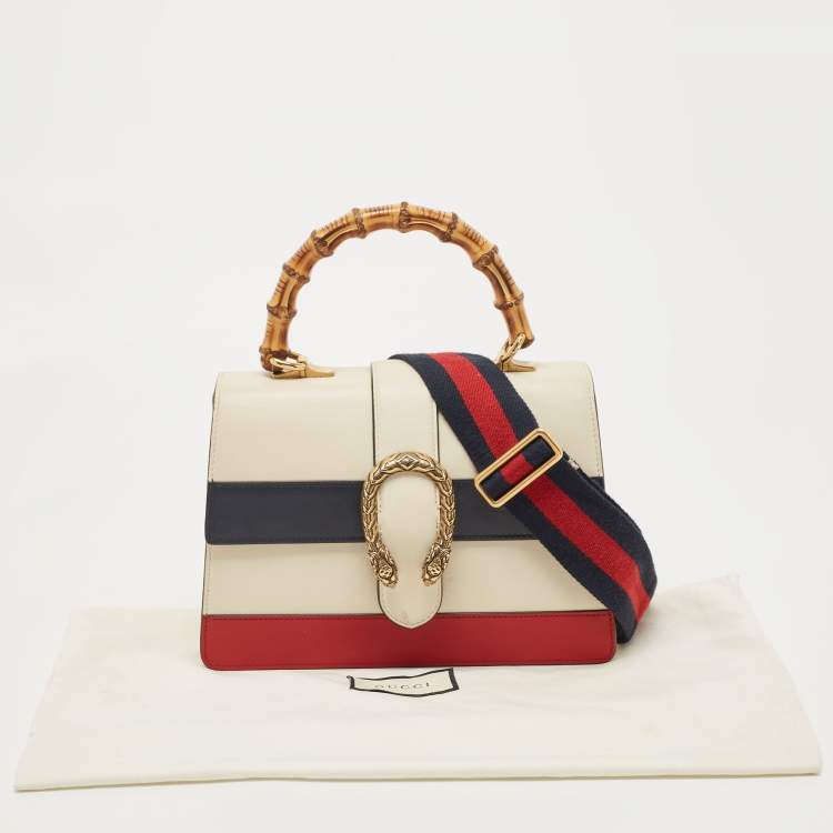 Pre Owned Gucci Tricolor Leather Medium Dionysus Bamboo Top Handle Bag