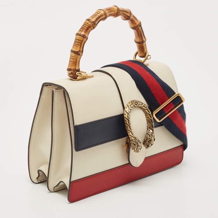 Pre Owned Gucci Tricolor Leather Medium Dionysus Bamboo Top Handle Bag
