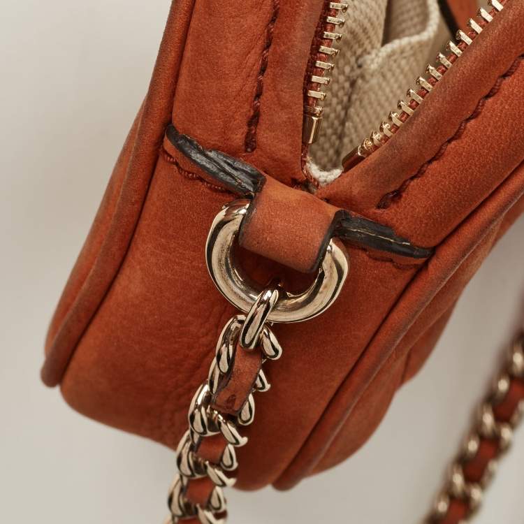 Pre Owned Gucci Brown Nubuck Mini Soho Disco Chain Crossbody Bag