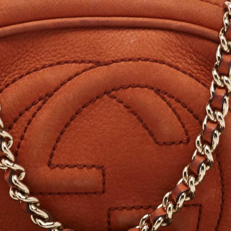Pre Owned Gucci Brown Nubuck Mini Soho Disco Chain Crossbody Bag