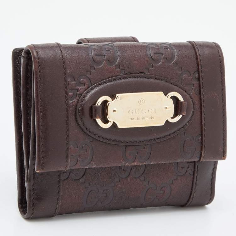 Pre Owned Gucci Brown Guccissima Leather French Wallet