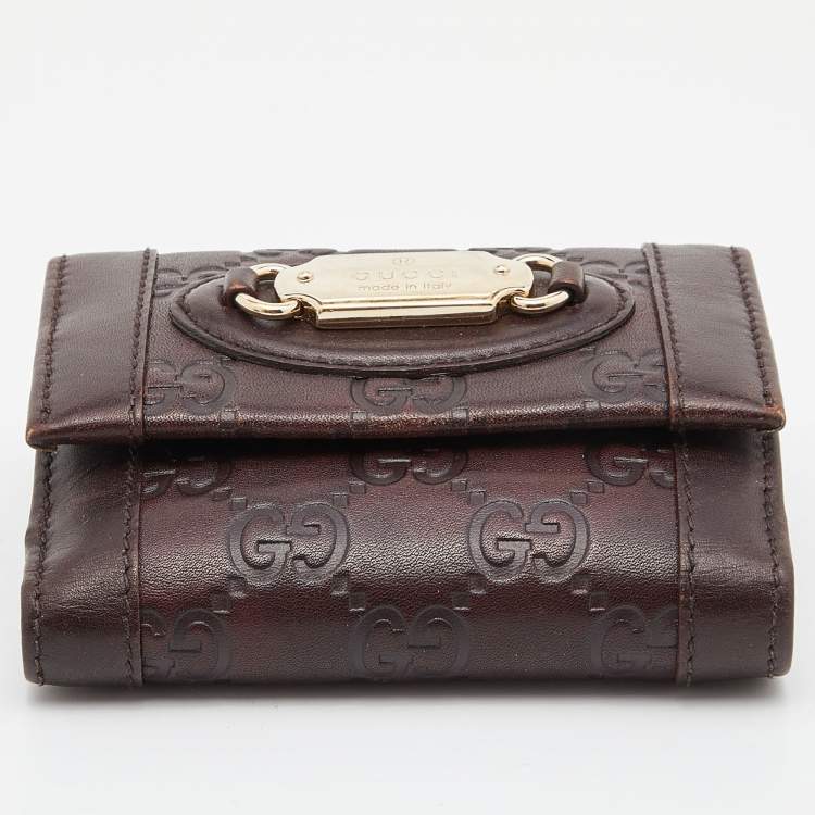 Pre Owned Gucci Brown Guccissima Leather French Wallet