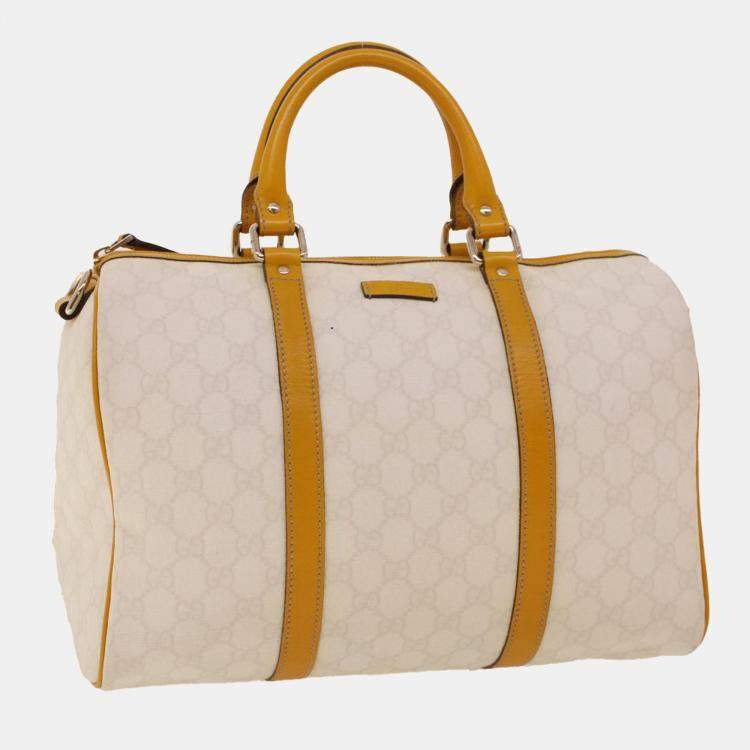 Gucci Ivory GG Canvas and Leather Boston Bag Gucci | The Luxury Closet