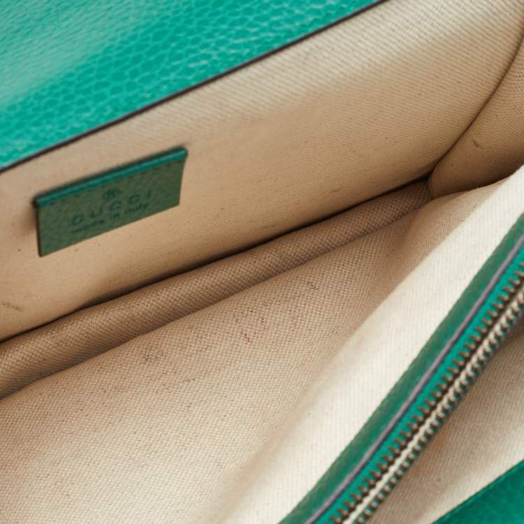 Pre Owned Gucci Green Leather Medium Dionysus Shoulder Bag