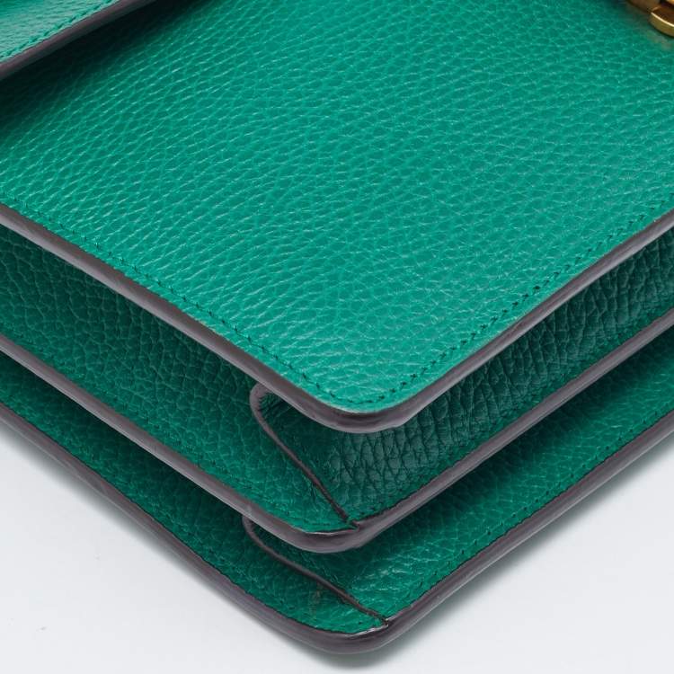 Pre Owned Gucci Green Leather Medium Dionysus Shoulder Bag
