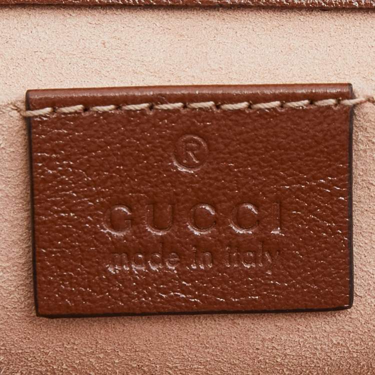 Pre Owned Gucci Brown Diagonal Quilted Leather Mini GG Marmont Shoulder Bag