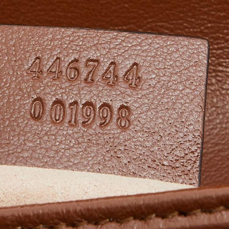 Pre Owned Gucci Brown Diagonal Quilted Leather Mini GG Marmont Shoulder Bag