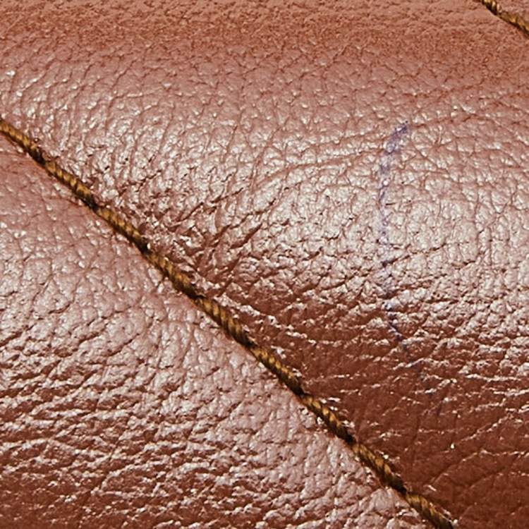 Pre Owned Gucci Brown Diagonal Quilted Leather Mini GG Marmont Shoulder Bag