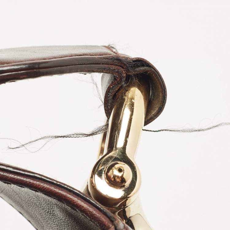 Pre Owned Gucci Dark Brown Guccissima Leather Horsebit Creole Hobo