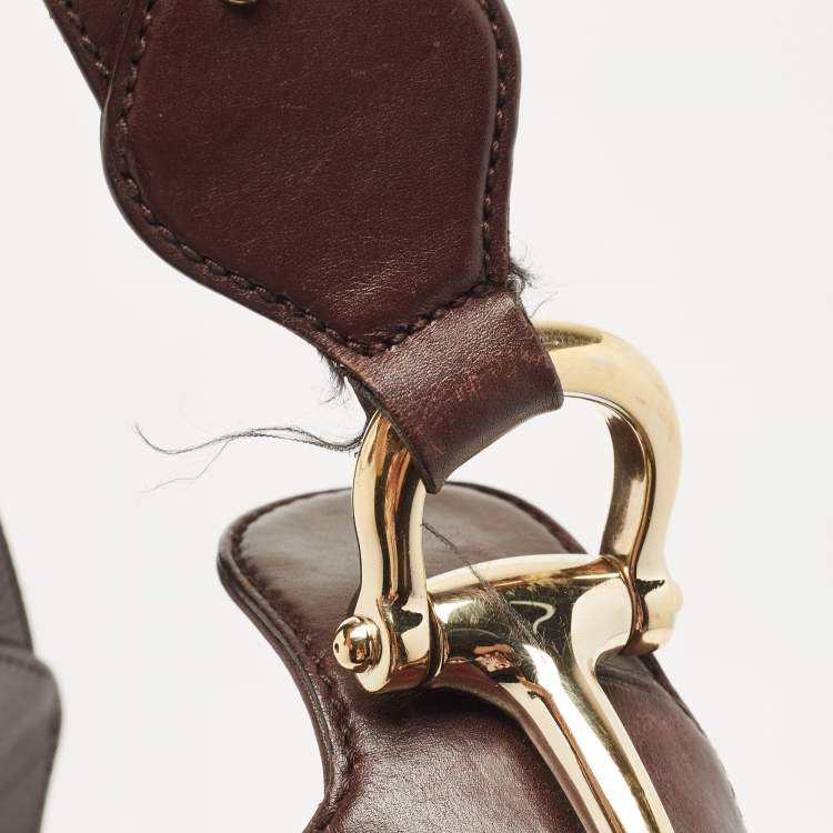 Pre Owned Gucci Dark Brown Guccissima Leather Horsebit Creole Hobo