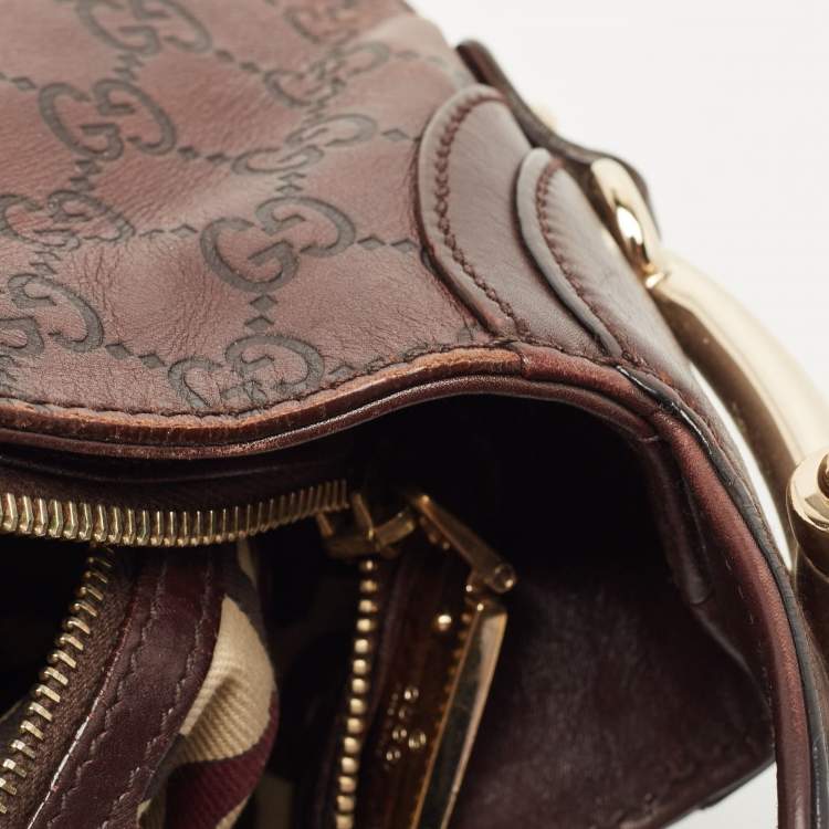 Pre Owned Gucci Dark Brown Guccissima Leather Horsebit Creole Hobo