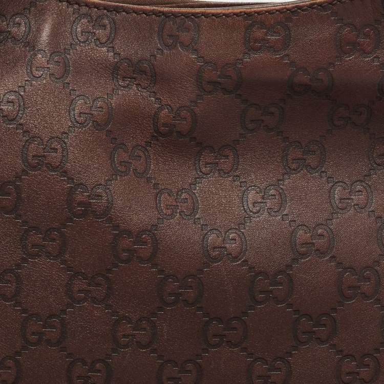 Pre Owned Gucci Dark Brown Guccissima Leather Horsebit Creole Hobo