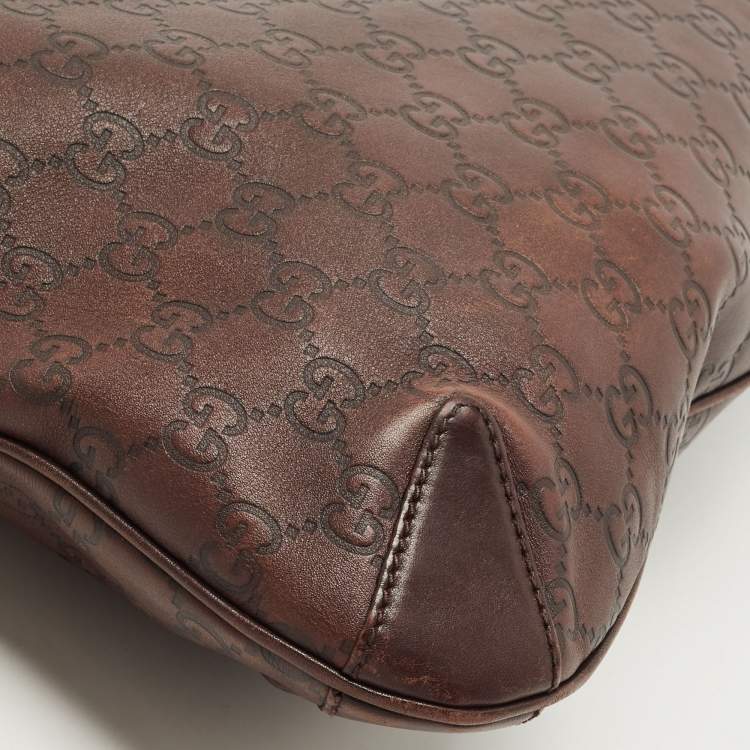 Pre Owned Gucci Dark Brown Guccissima Leather Horsebit Creole Hobo